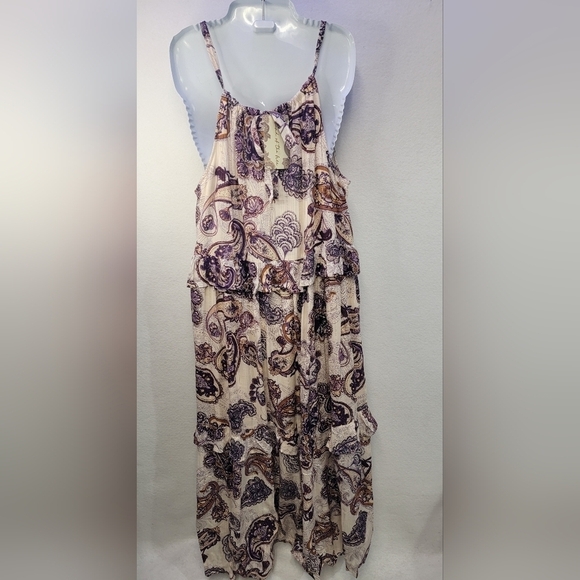 Band Of The Free LILIANE PURPLE PAISLEY TIERED MAXI DRESS Women's Size Medium - Picture 8 of 10